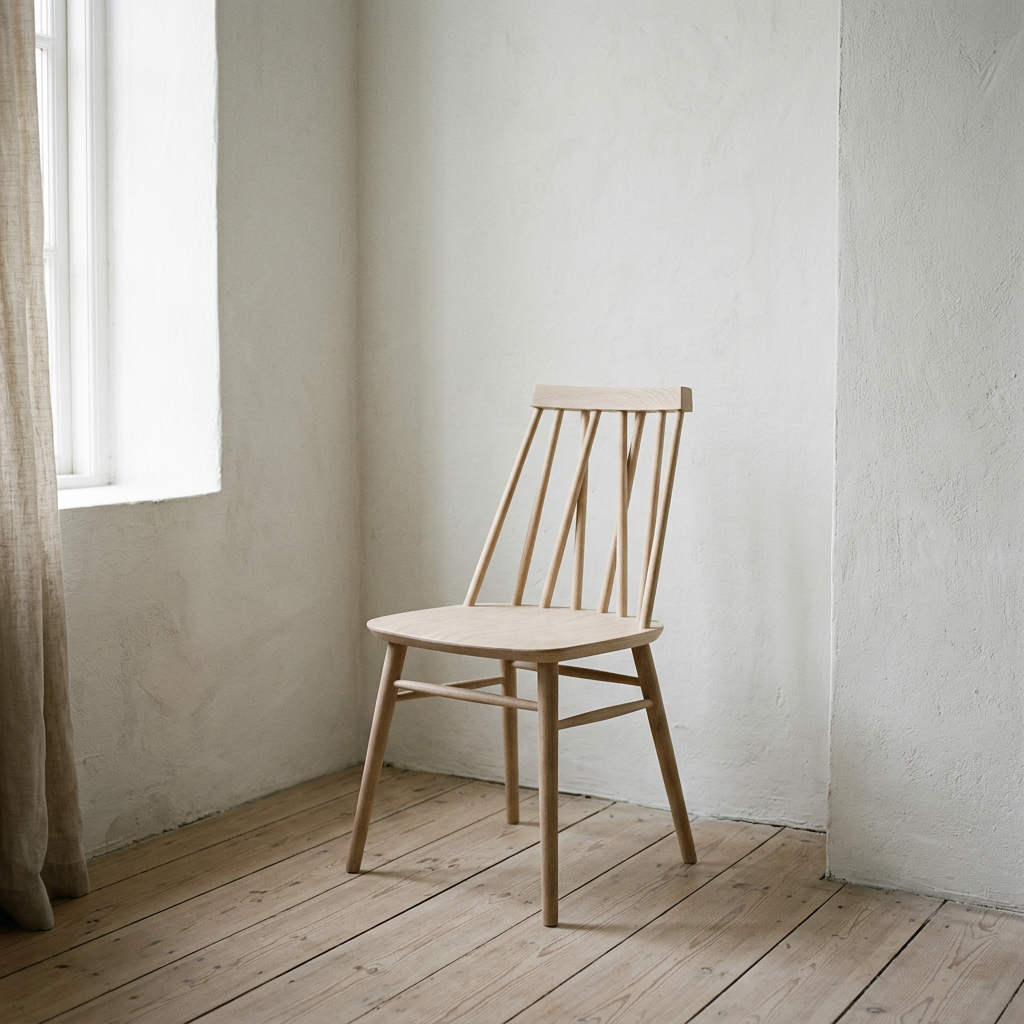 Oak spindle-back dining chair