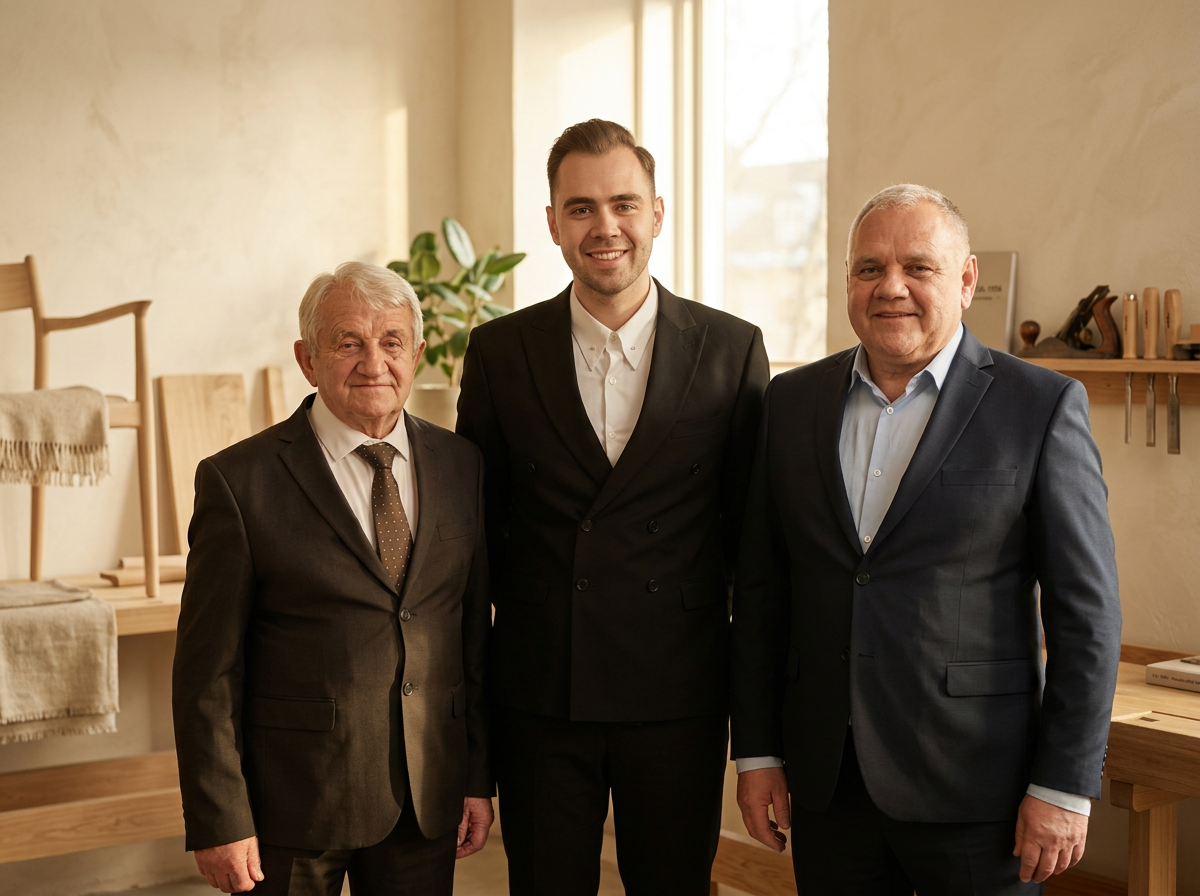 Three generations of the WOODAIM family — grandfather, Andrius and his father